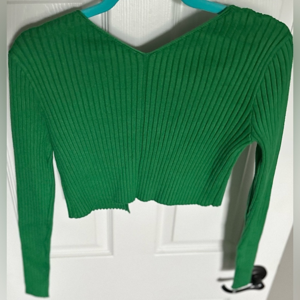 ‼️RARE‼️🎸FORE🎸🔥NWT🔥Chain Rib Knit Cropped Sweater—S - Picture 13 of 16